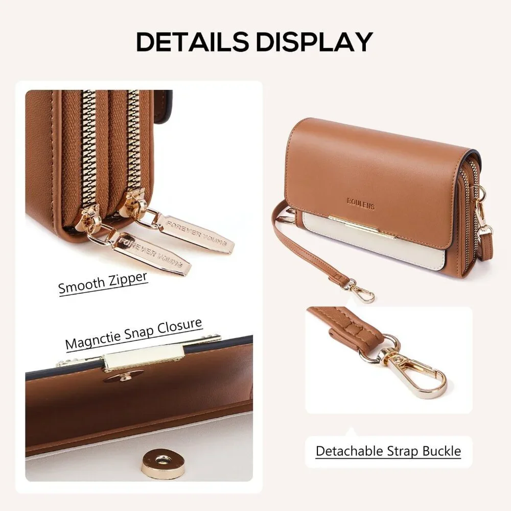 Small PU Leather Crossbody Bag for Women with Card Slots Lightweight Compact